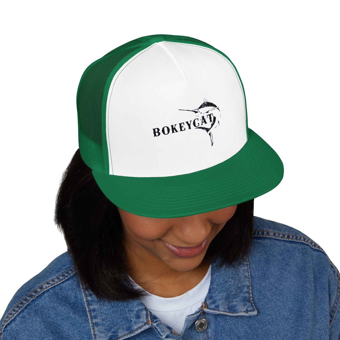 BokeyCat 5 Panel Trucker Cap Embroidery Logo