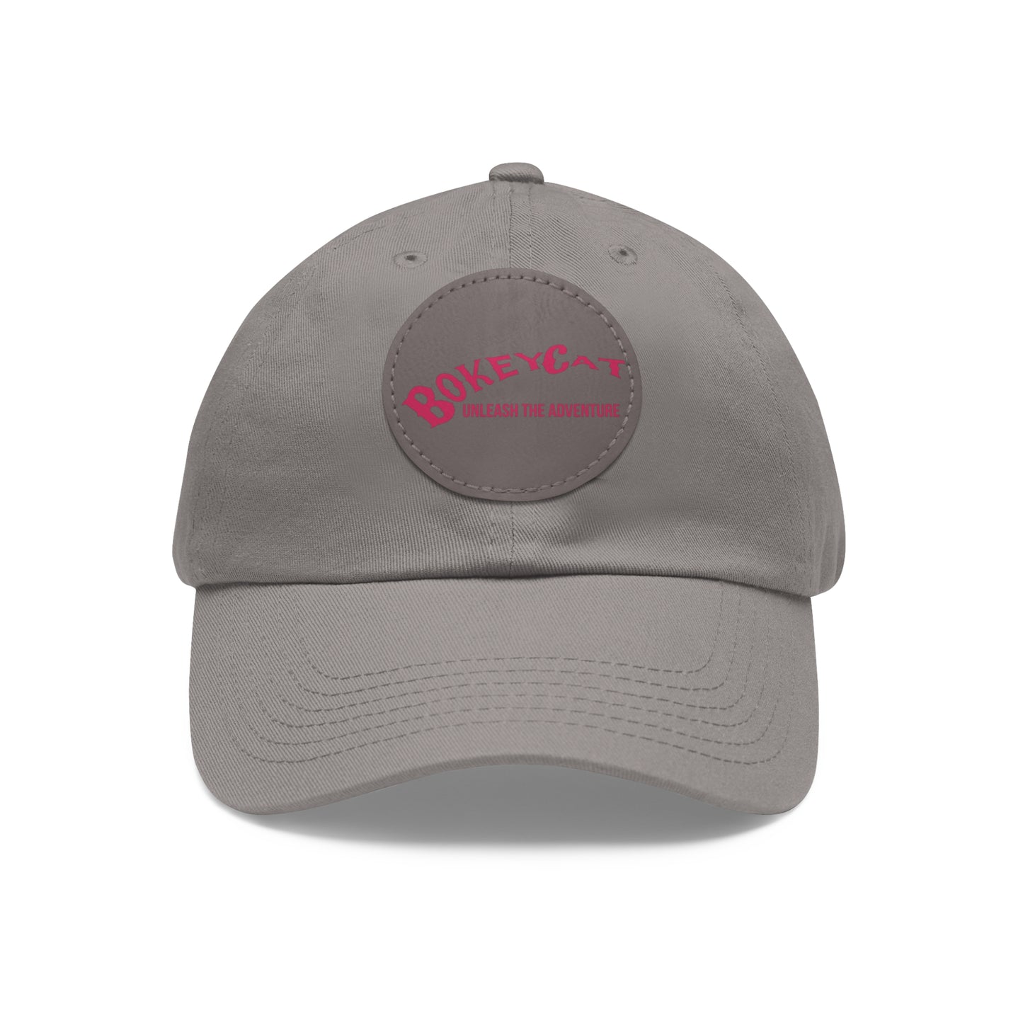 BokeyCat Dad Hat with Leather Patch (Round)
