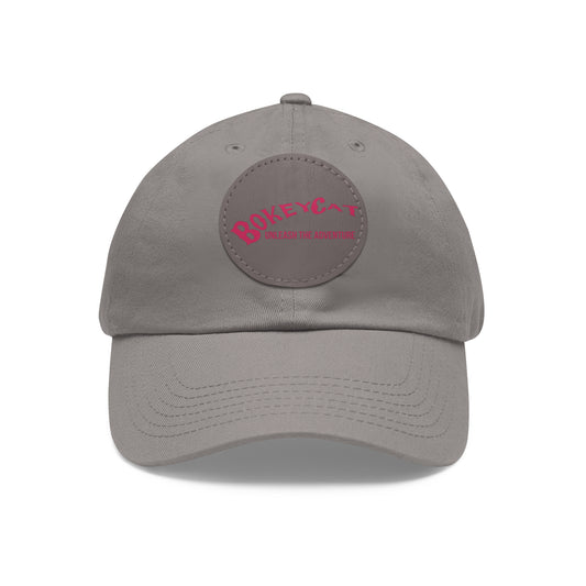 BokeyCat Dad Hat with Leather Patch (Round)