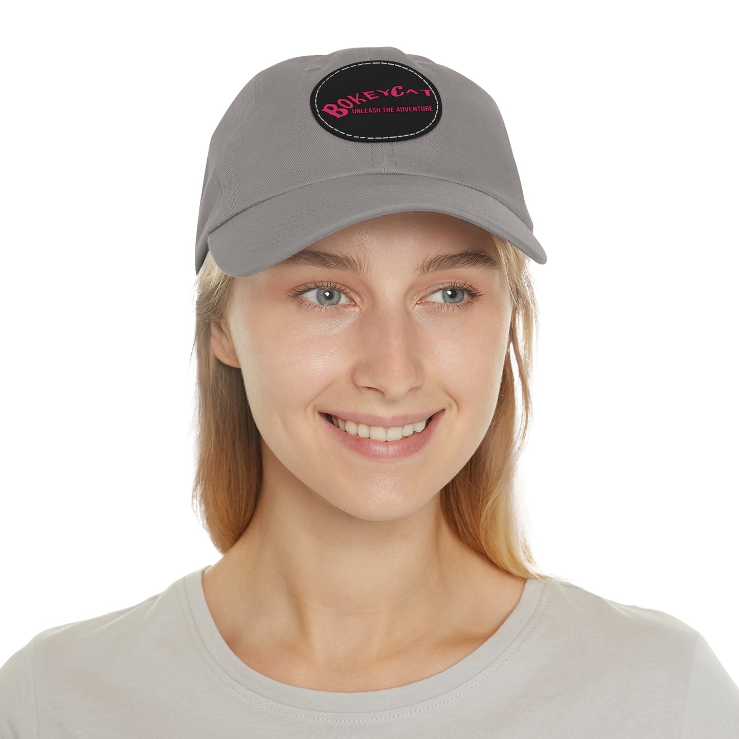 BokeyCat Dad Hat with Leather Patch (Round)