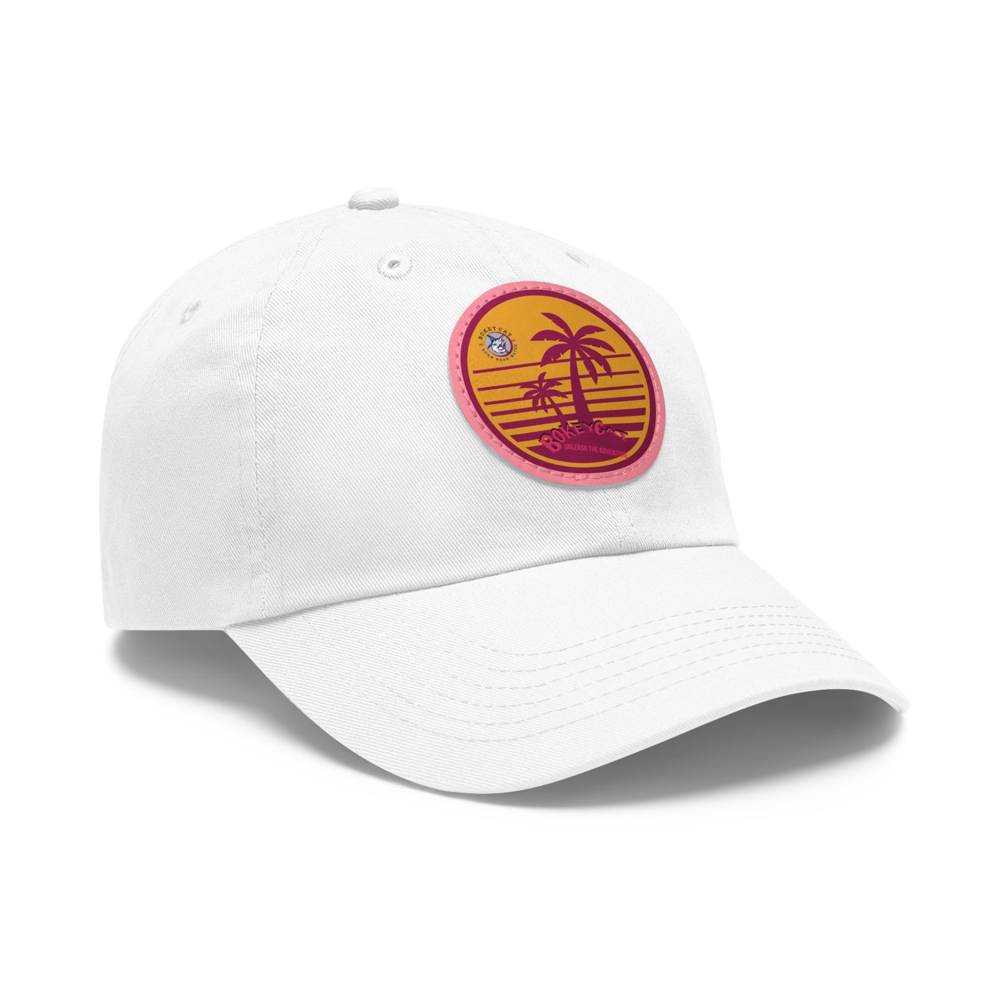 BokeyCat Dad Hat with Leather Patch (Round)