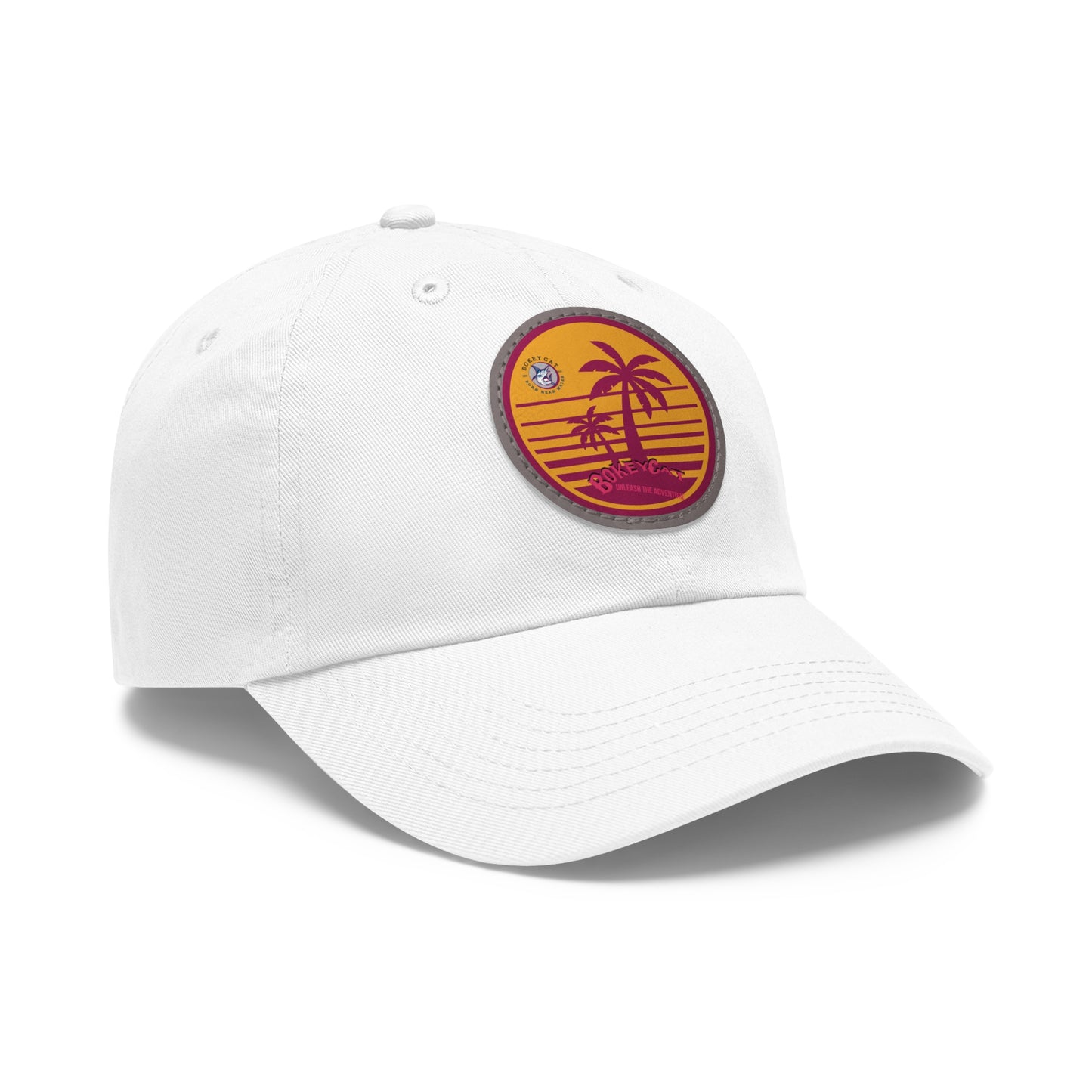 BokeyCat Dad Hat with Leather Patch (Round)