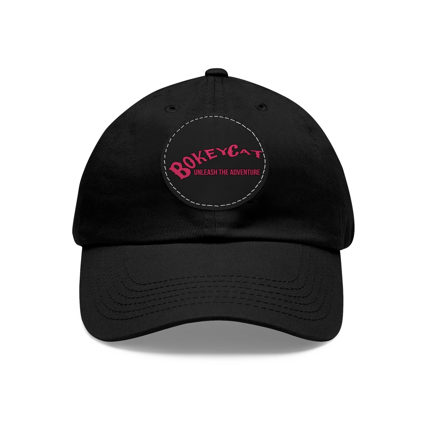 BokeyCat Dad Hat with Leather Patch (Round)