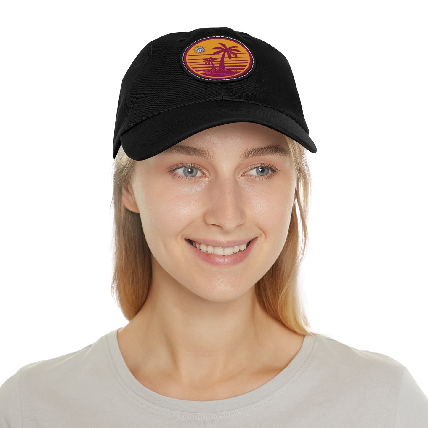 BokeyCat Dad Hat with Leather Patch (Round)