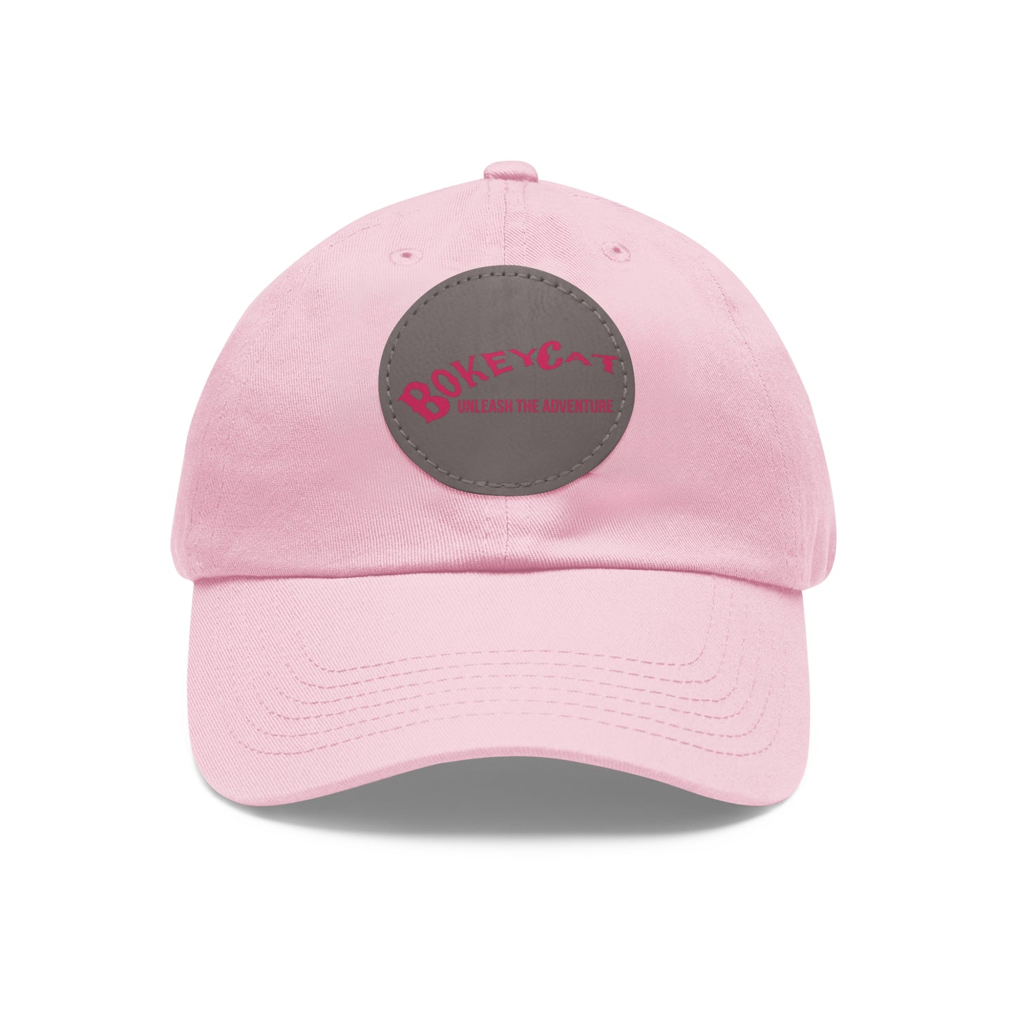 BokeyCat Dad Hat with Leather Patch (Round)