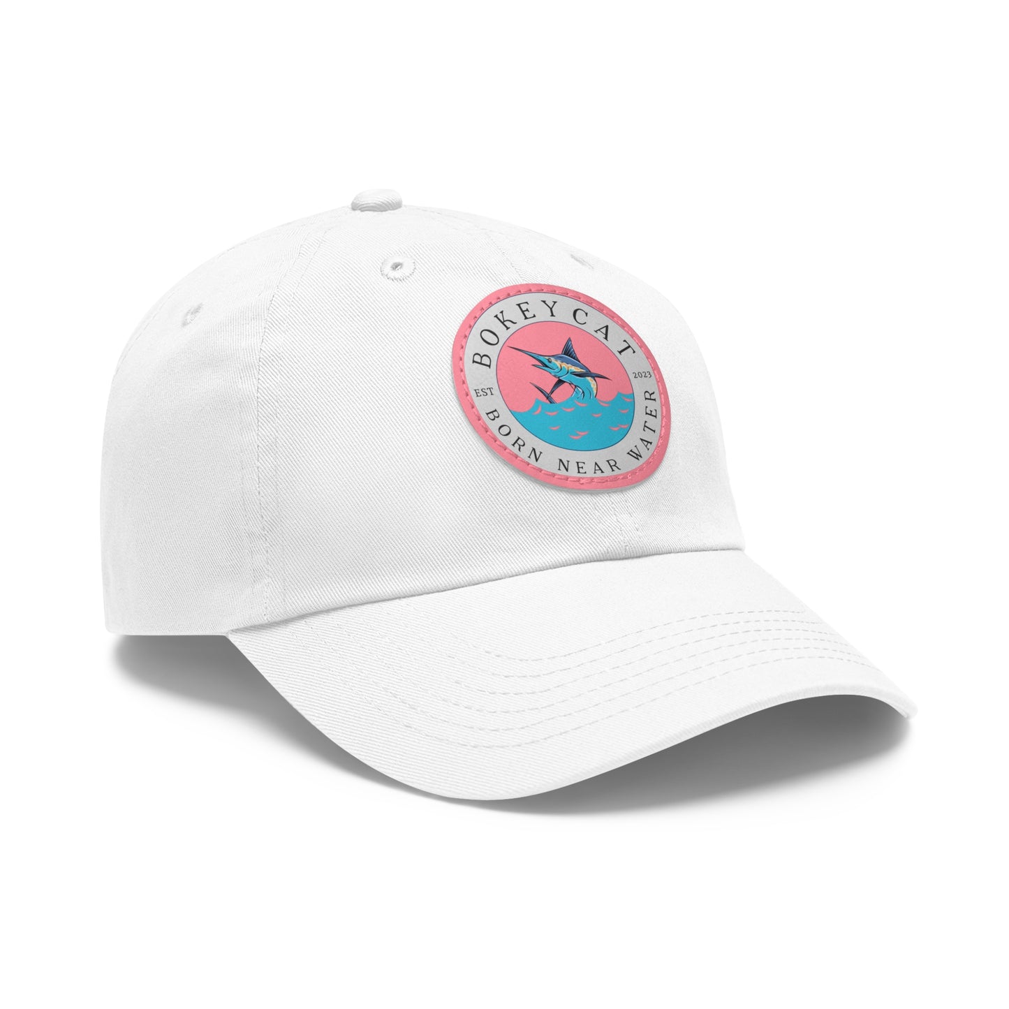 BokeyCat Dad Hat with Leather Patch (Round)