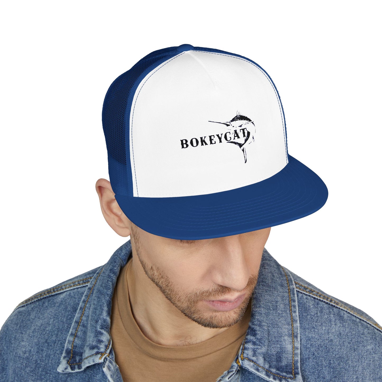 BokeyCat 5 Panel Trucker Cap Embroidery Logo