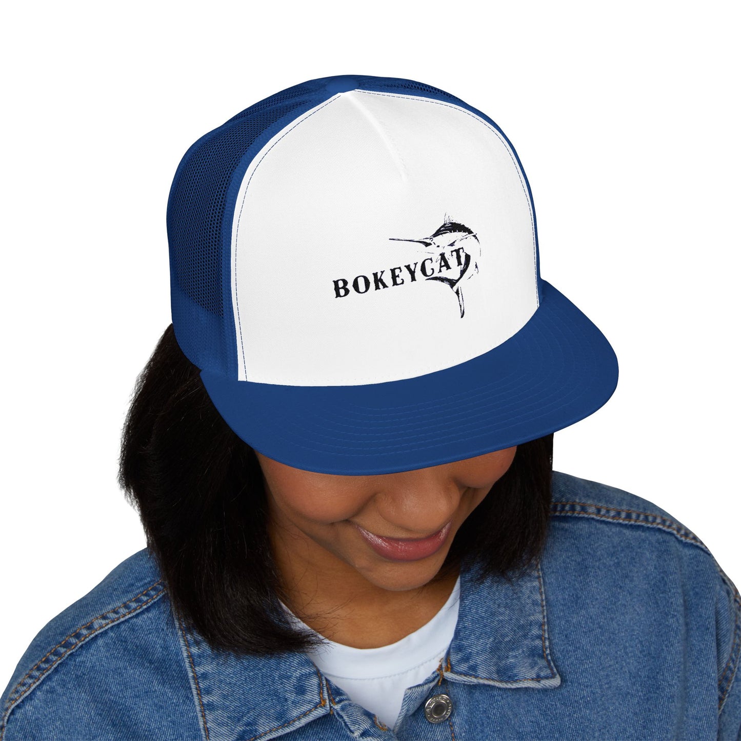 BokeyCat 5 Panel Trucker Cap Embroidery Logo