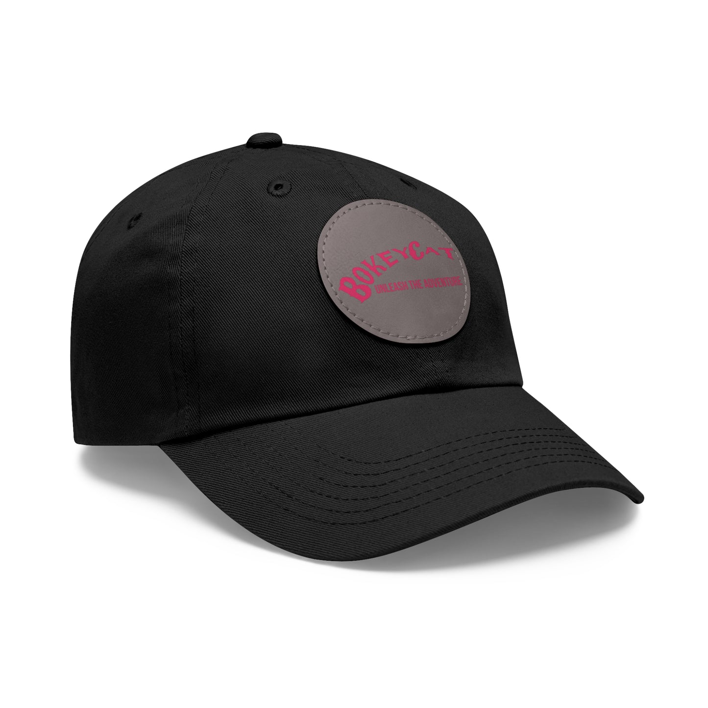 BokeyCat Dad Hat with Leather Patch (Round)