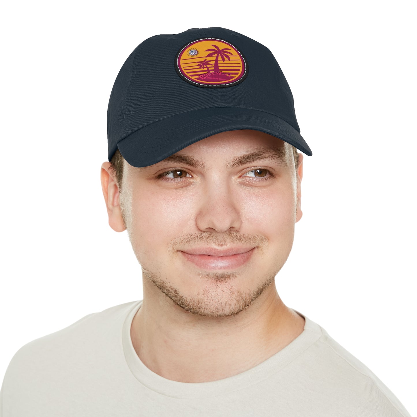 BokeyCat Dad Hat with Leather Patch (Round)