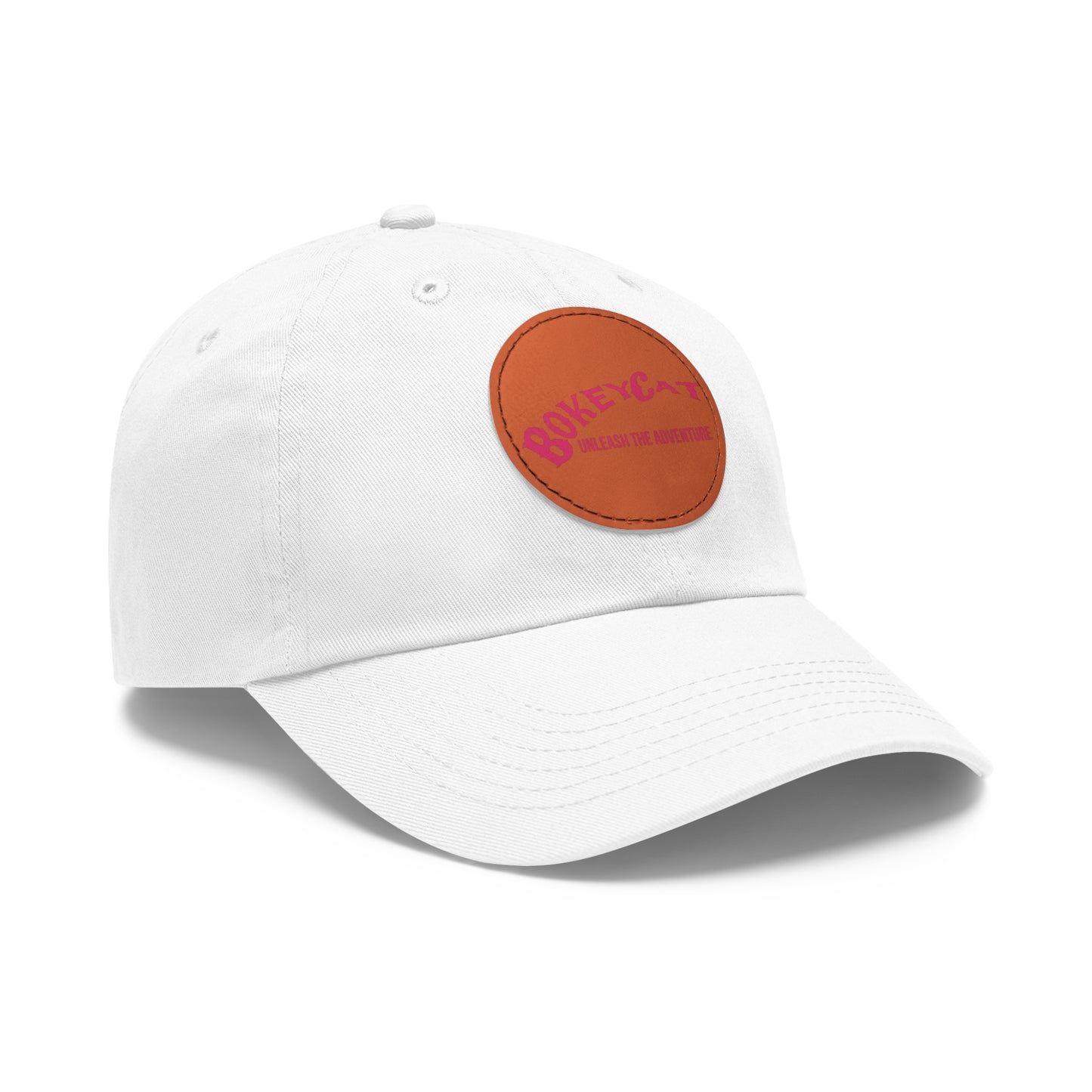 BokeyCat Dad Hat with Leather Patch (Round)