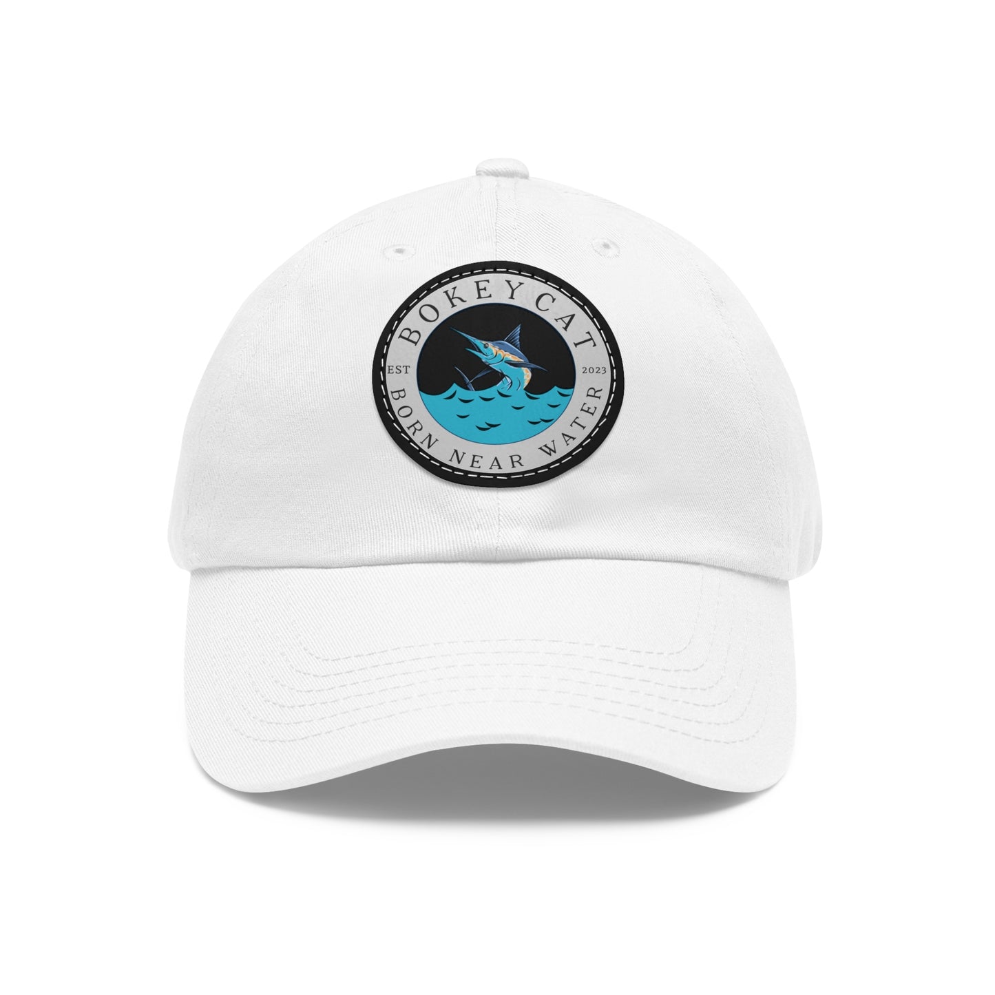 BokeyCat Dad Hat with Leather Patch (Round)