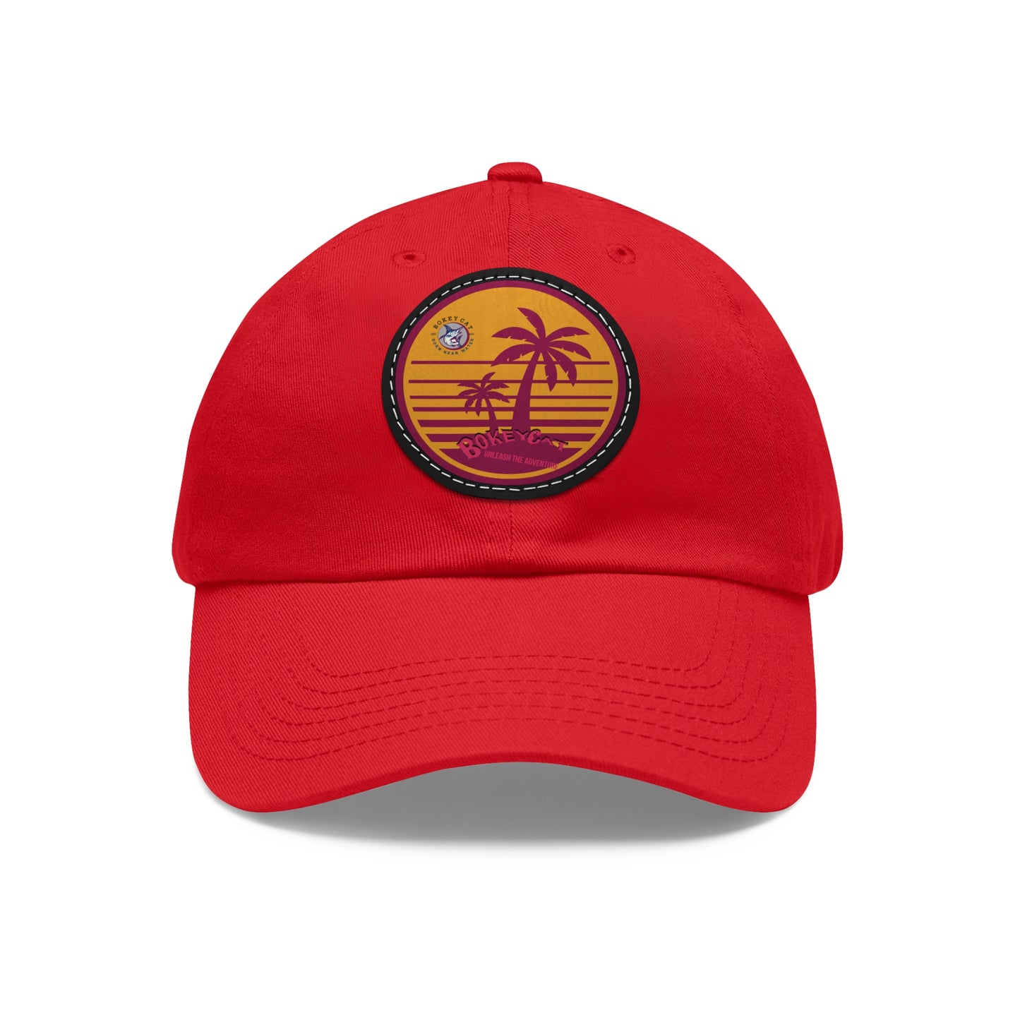 BokeyCat Dad Hat with Leather Patch (Round)