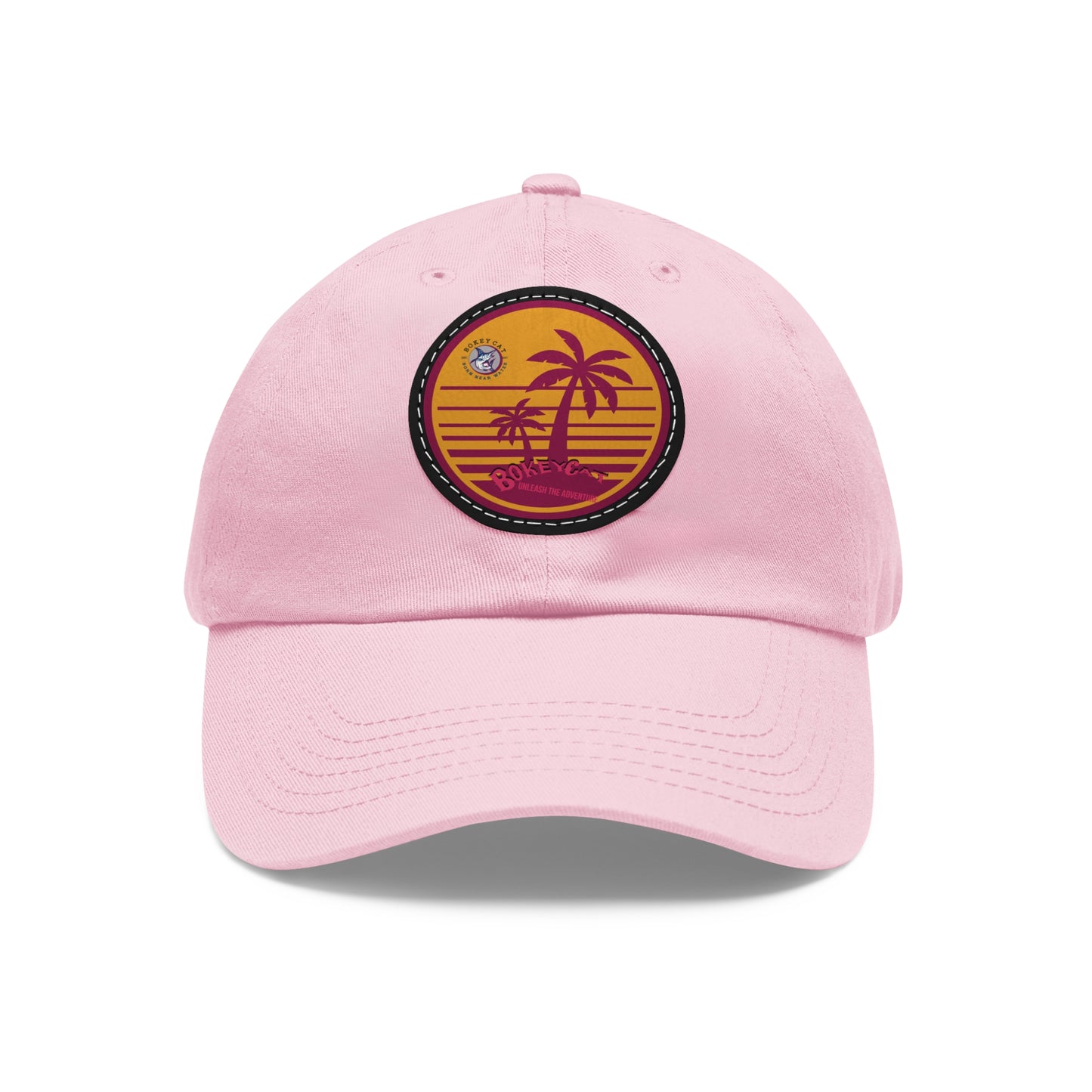 BokeyCat Dad Hat with Leather Patch (Round)
