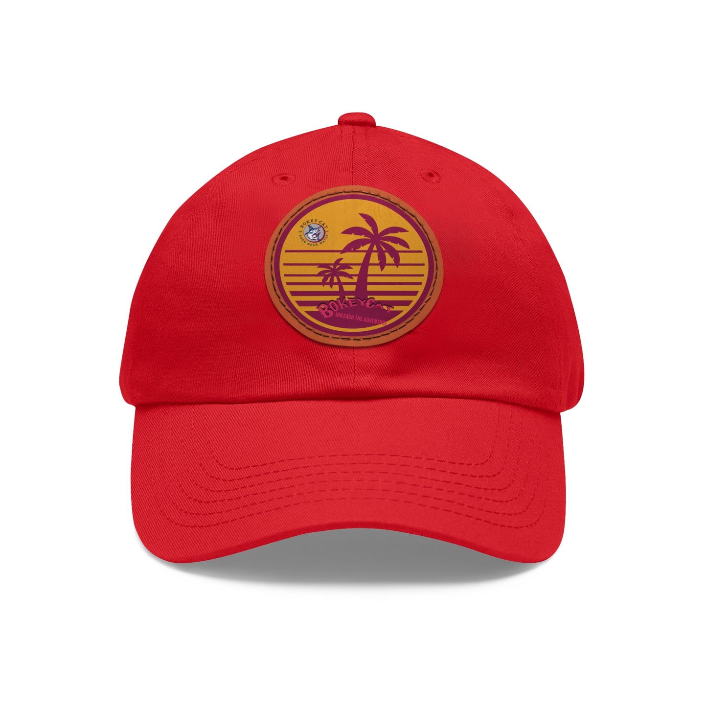 BokeyCat Dad Hat with Leather Patch (Round)