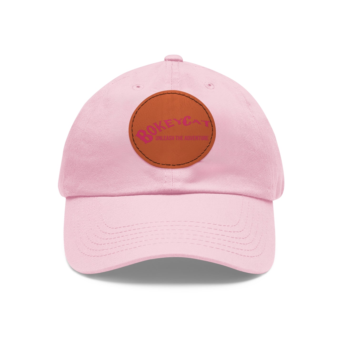 BokeyCat Dad Hat with Leather Patch (Round)
