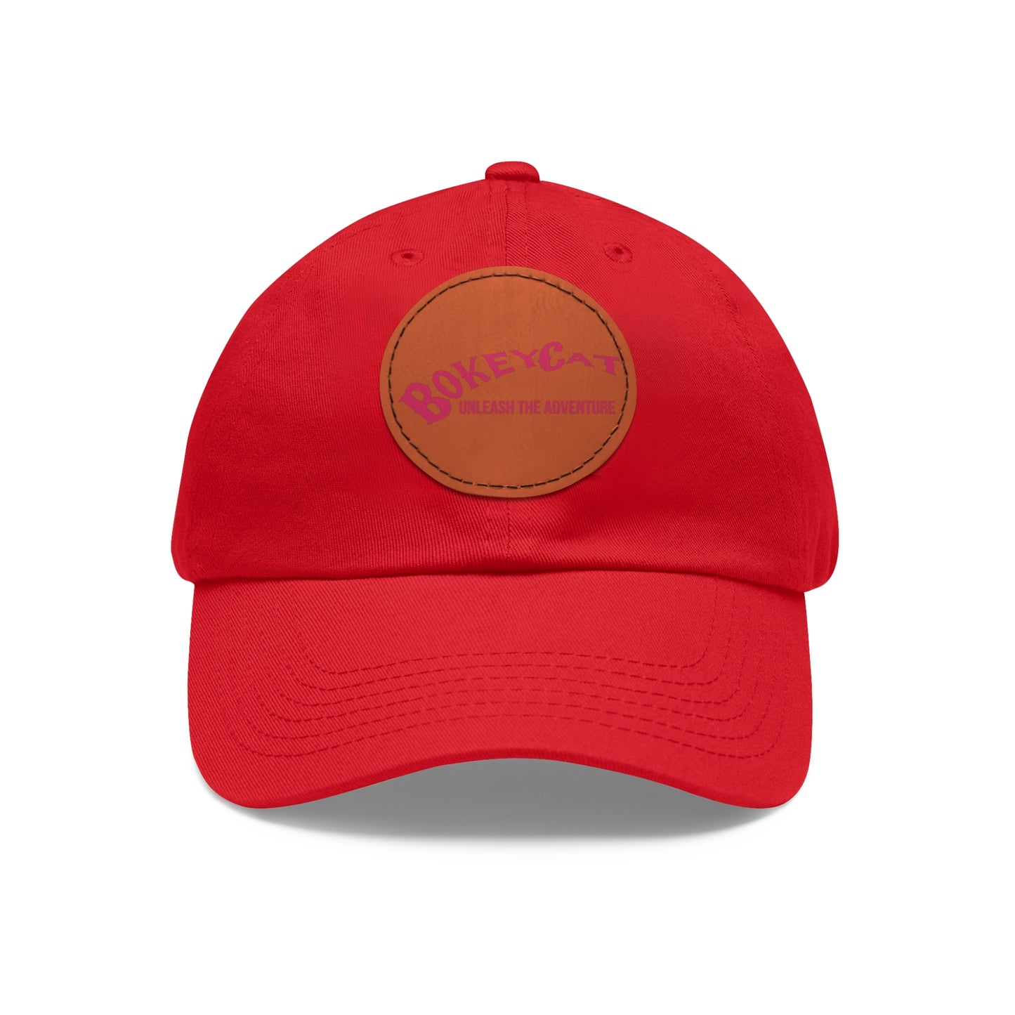 BokeyCat Dad Hat with Leather Patch (Round)