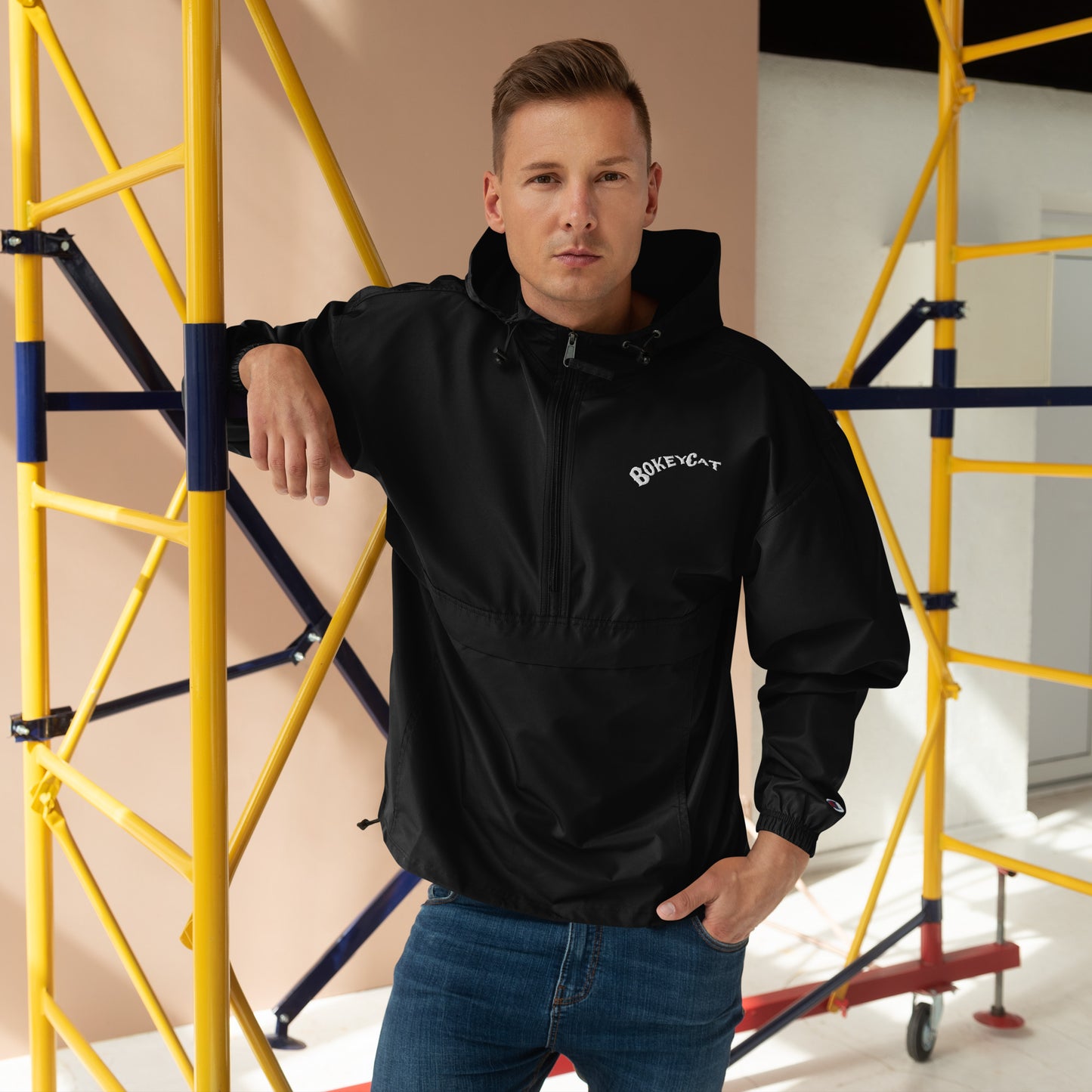 BokeyCat Embroidered Champion Packable Jacket