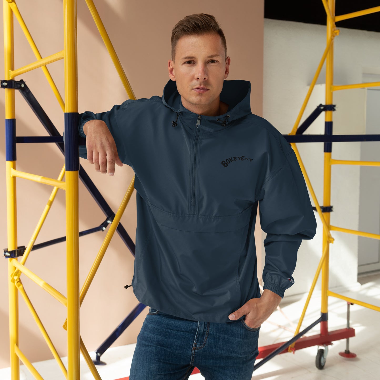BokeyCat Embroidered Champion Packable Jacket