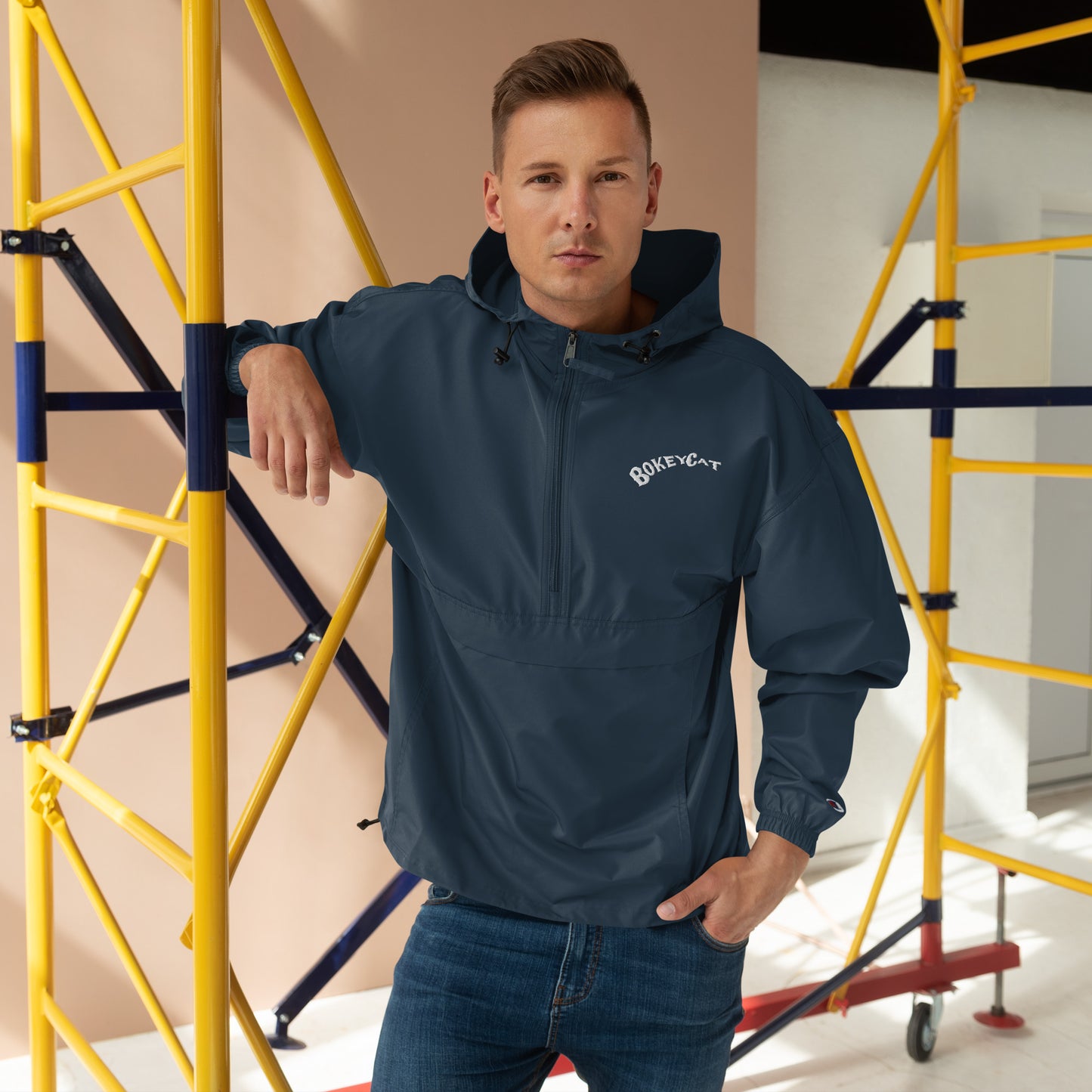 BokeyCat Embroidered Champion Packable Jacket