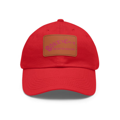 BokeyCat Dad Hat with Leather Patch (Rectangle)