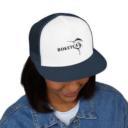 BokeyCat 5 Panel Trucker Cap  Embroidery Logo