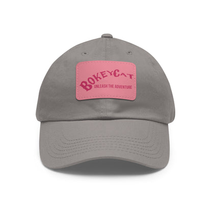 BokeyCat Dad Hat with Leather Patch (Rectangle)