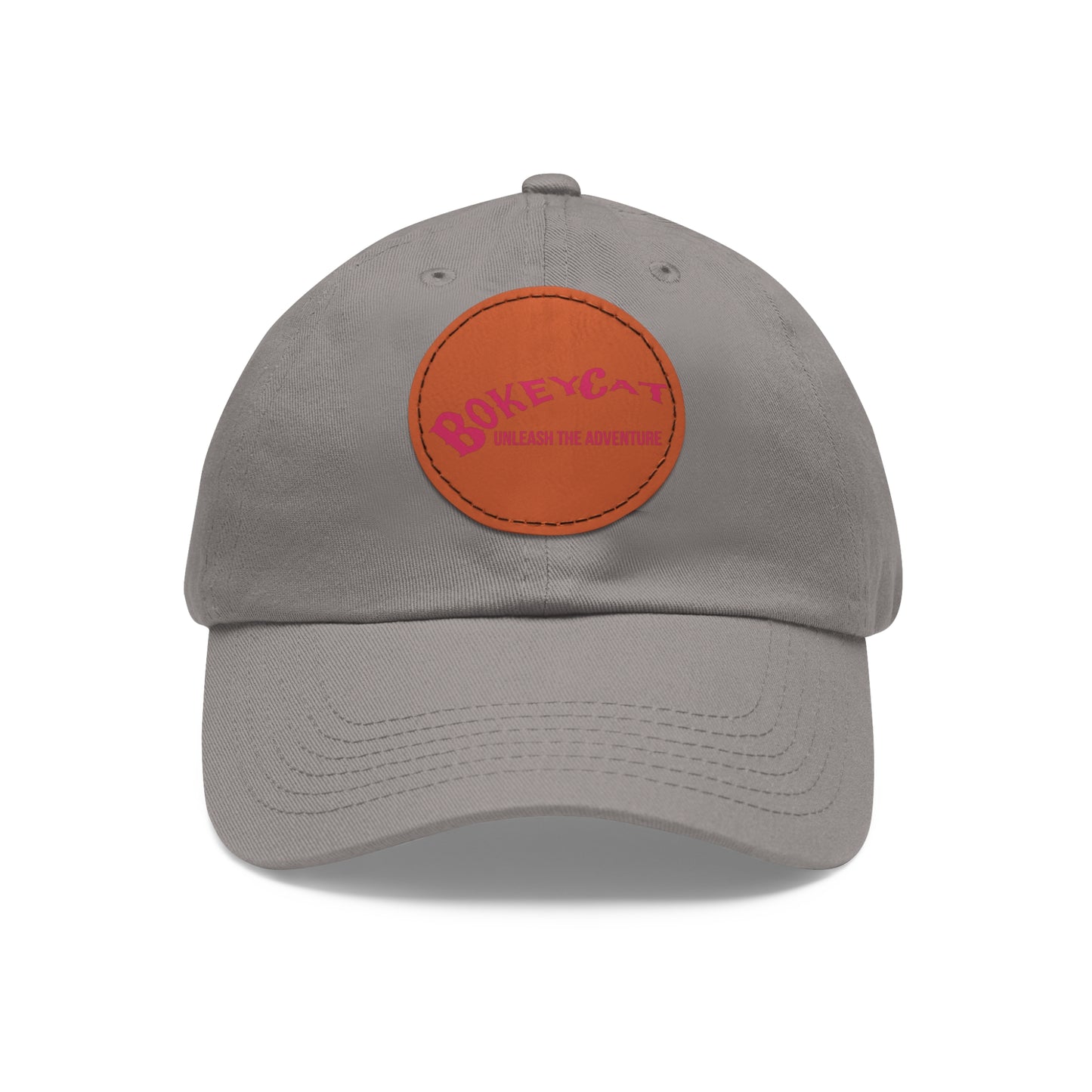 BokeyCat Dad Hat with Leather Patch (Round)