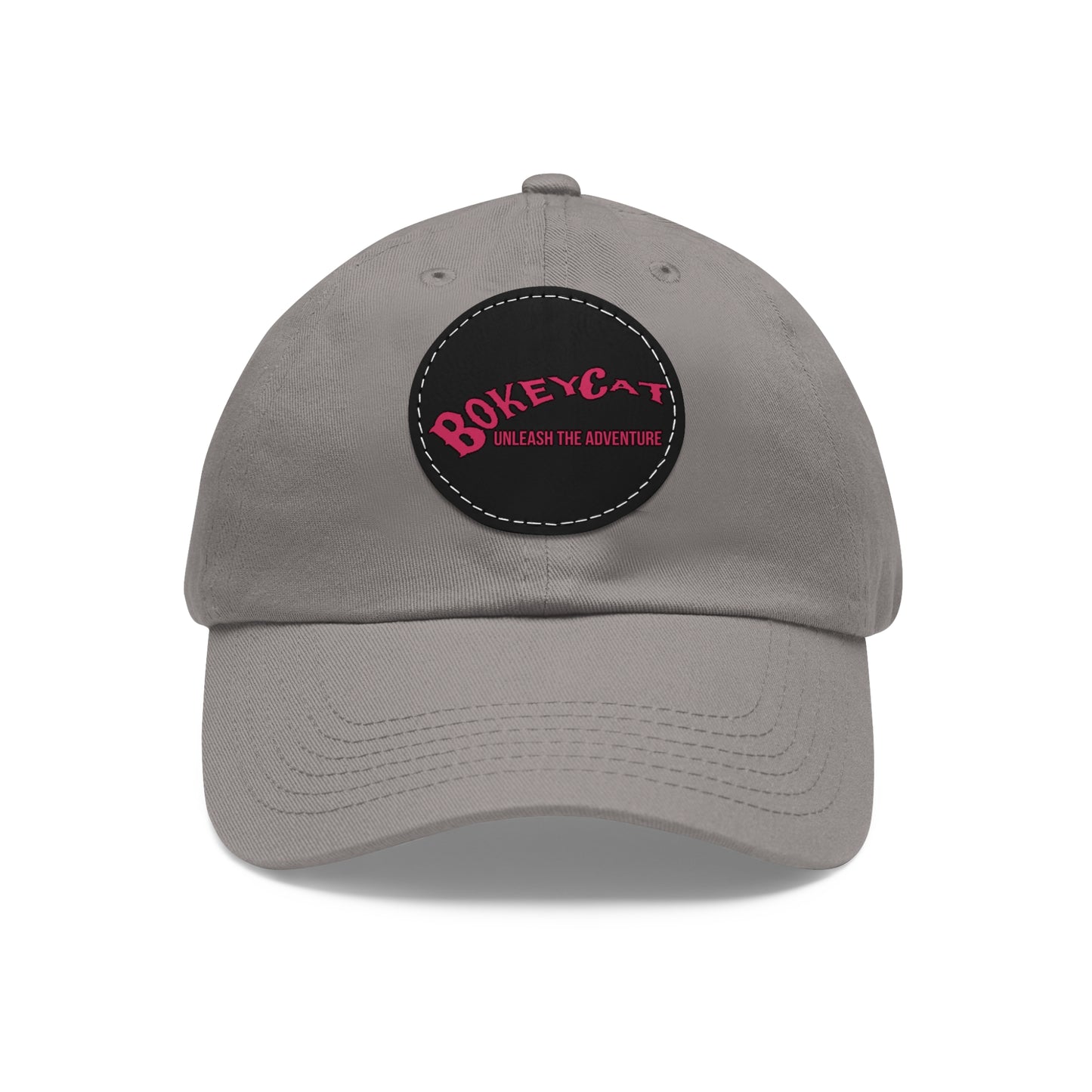 BokeyCat Dad Hat with Leather Patch (Round)