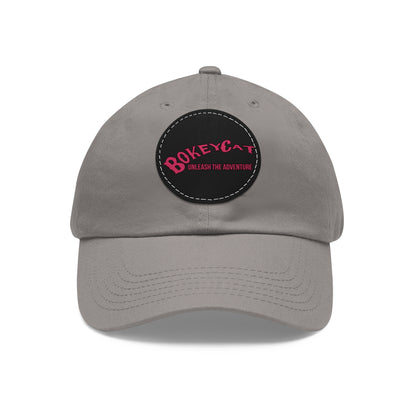 BokeyCat Dad Hat with Leather Patch (Round)