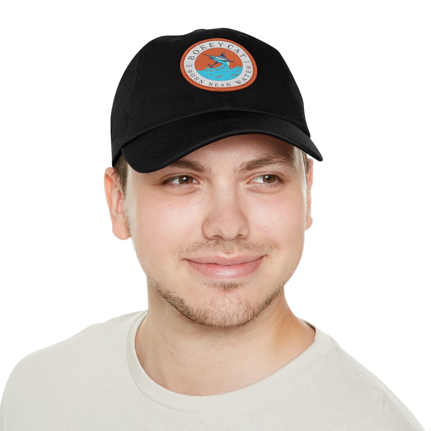 BokeyCat Dad Hat with Leather Patch (Round)