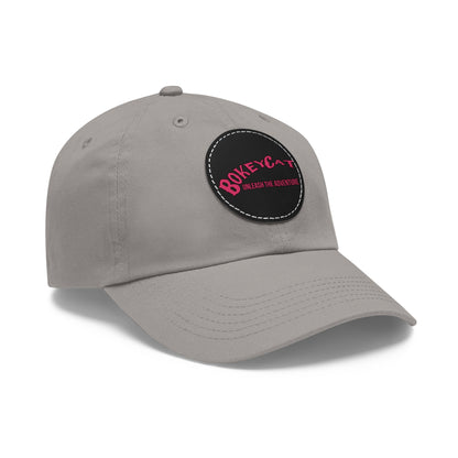 BokeyCat Dad Hat with Leather Patch (Round)