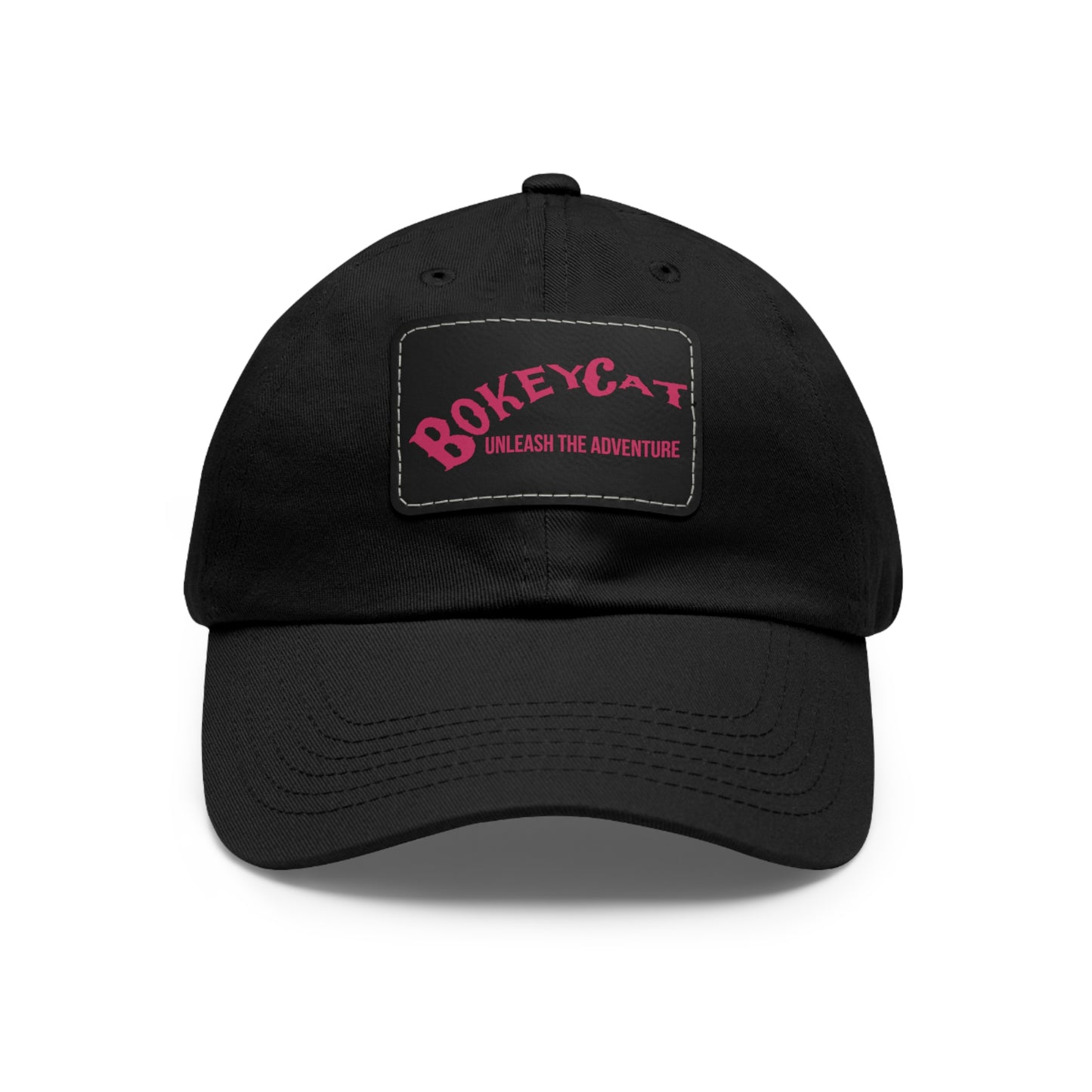 BokeyCat Dad Hat with Leather Patch (Rectangle)