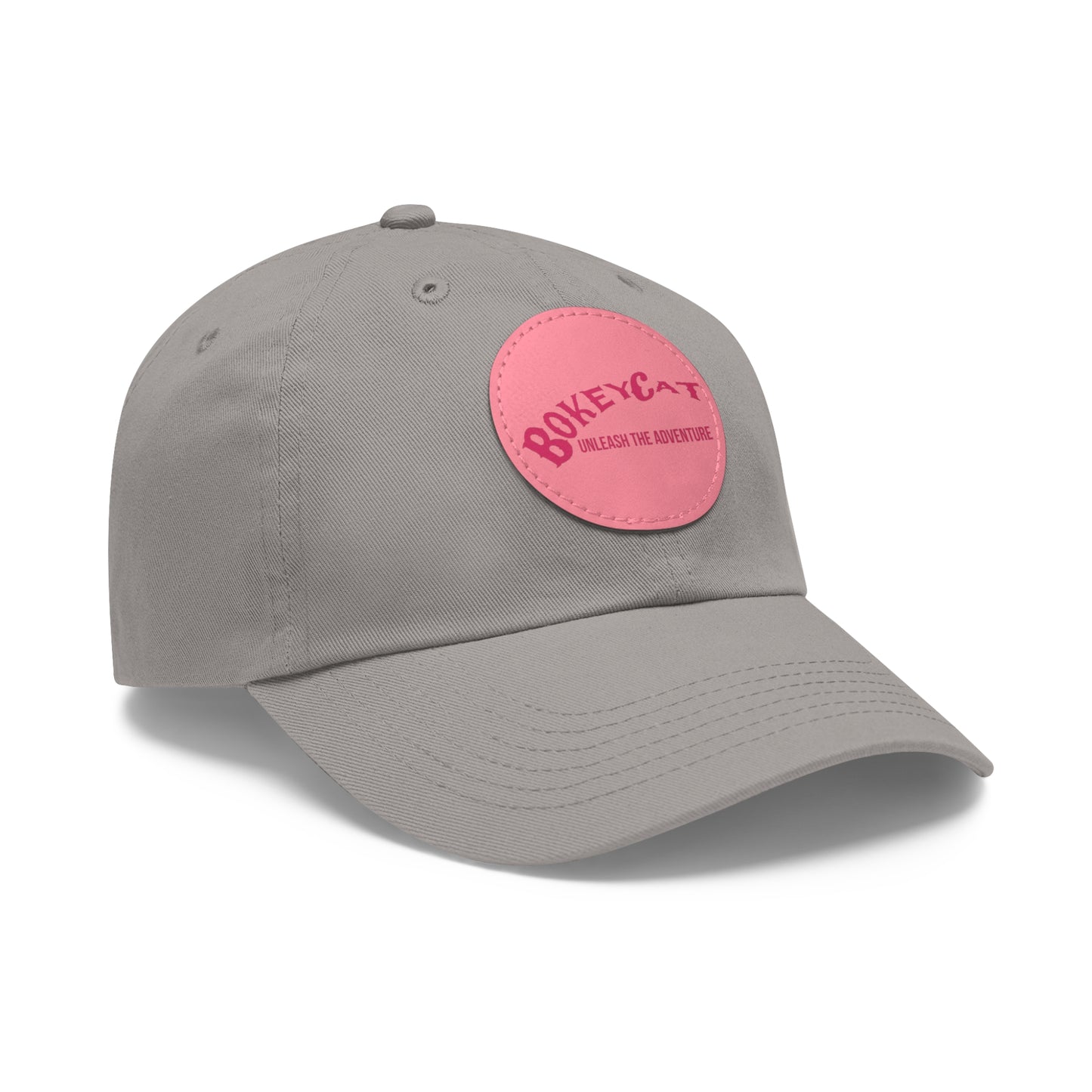 BokeyCat Dad Hat with Leather Patch (Round)