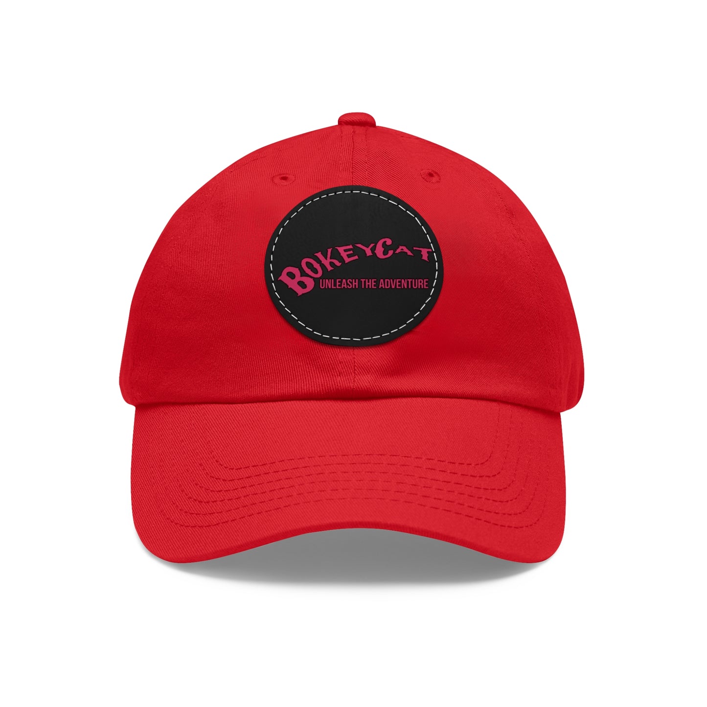 BokeyCat Dad Hat with Leather Patch (Round)