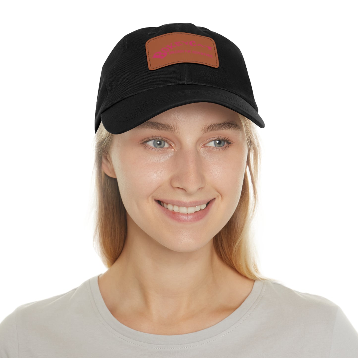 BokeyCat Dad Hat with Leather Patch (Rectangle)