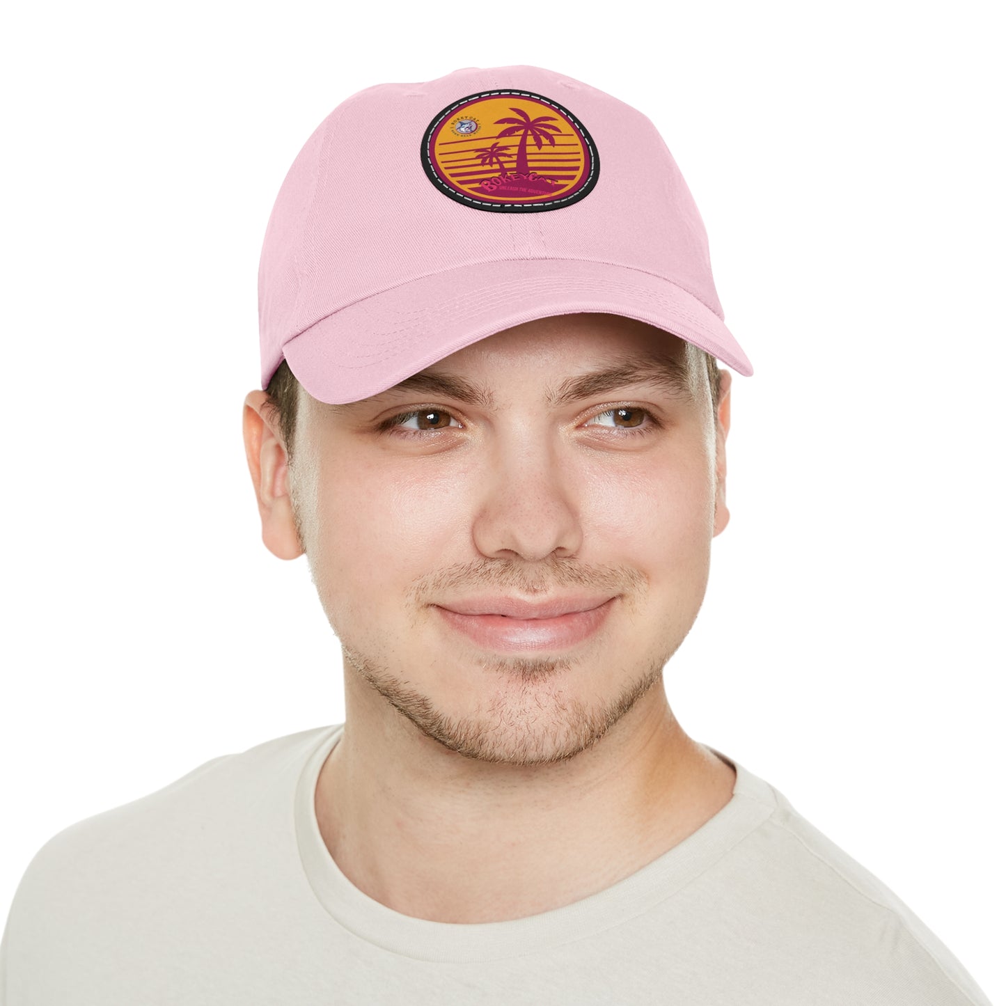 BokeyCat Dad Hat with Leather Patch (Round)