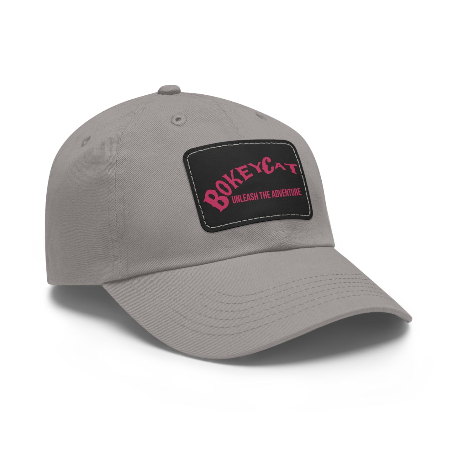 BokeyCat Dad Hat with Leather Patch (Rectangle)