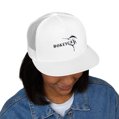 BokeyCat 5 Panel Trucker Cap  Embroidery Logo