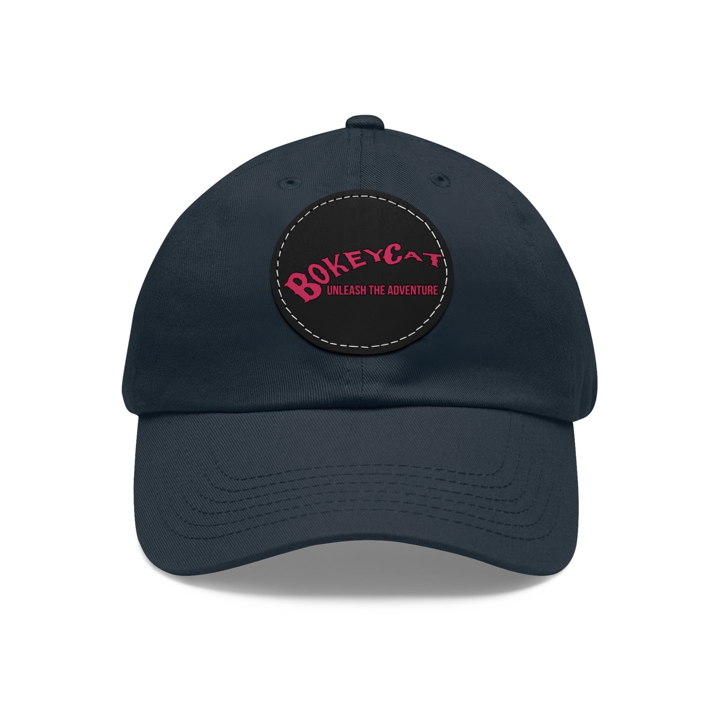 BokeyCat Dad Hat with Leather Patch (Round)