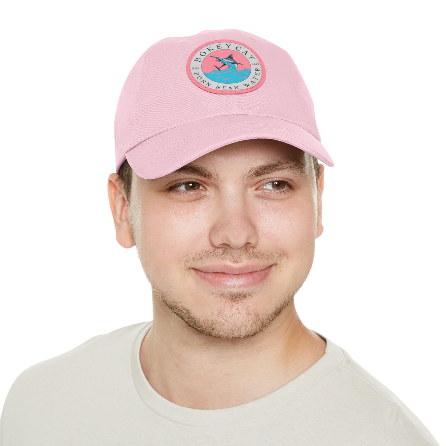 BokeyCat Dad Hat with Leather Patch (Round)