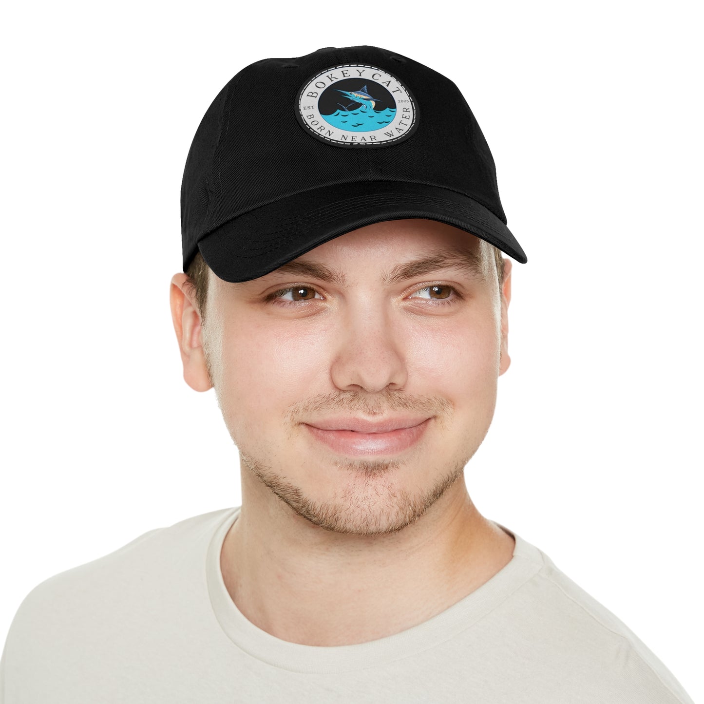 BokeyCat Dad Hat with Leather Patch (Round)