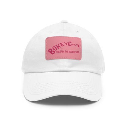 BokeyCat Dad Hat with Leather Patch (Rectangle)