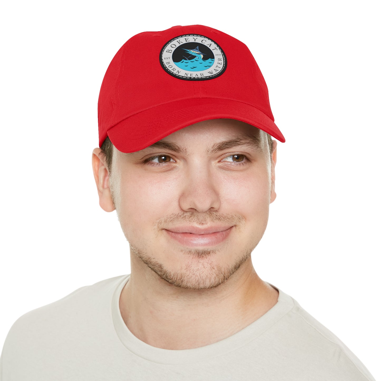 BokeyCat Dad Hat with Leather Patch (Round)