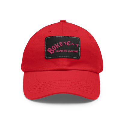 BokeyCat Dad Hat with Leather Patch (Rectangle)