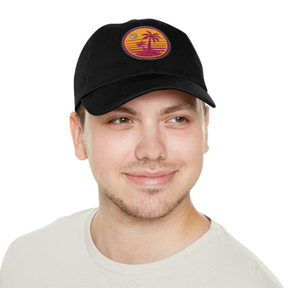 BokeyCat Dad Hat with Leather Patch (Round)