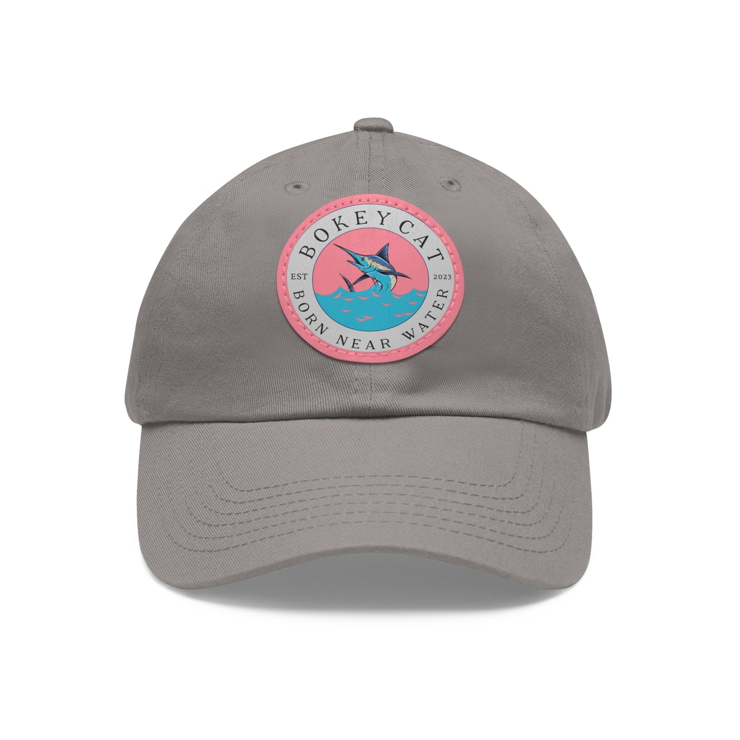 BokeyCat Dad Hat with Leather Patch (Round)