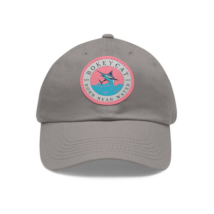 BokeyCat Dad Hat with Leather Patch (Round)