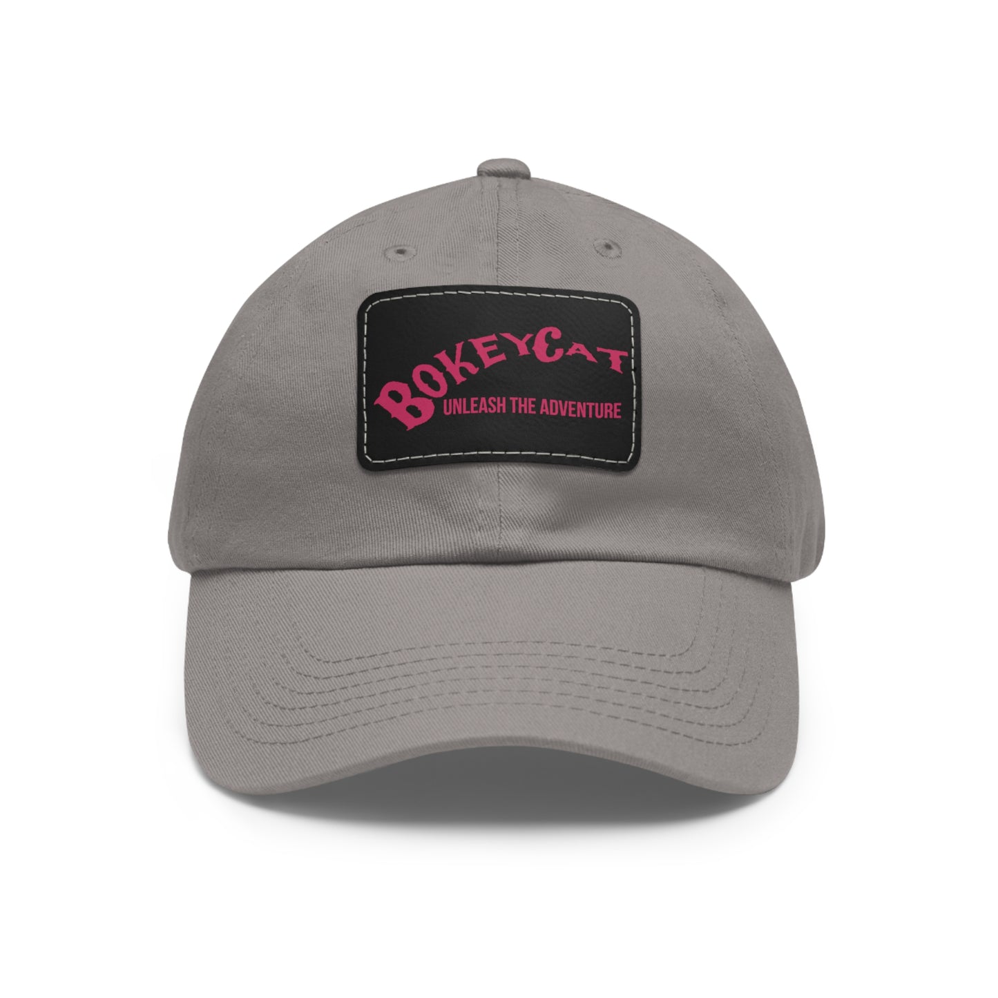 BokeyCat Dad Hat with Leather Patch (Rectangle)