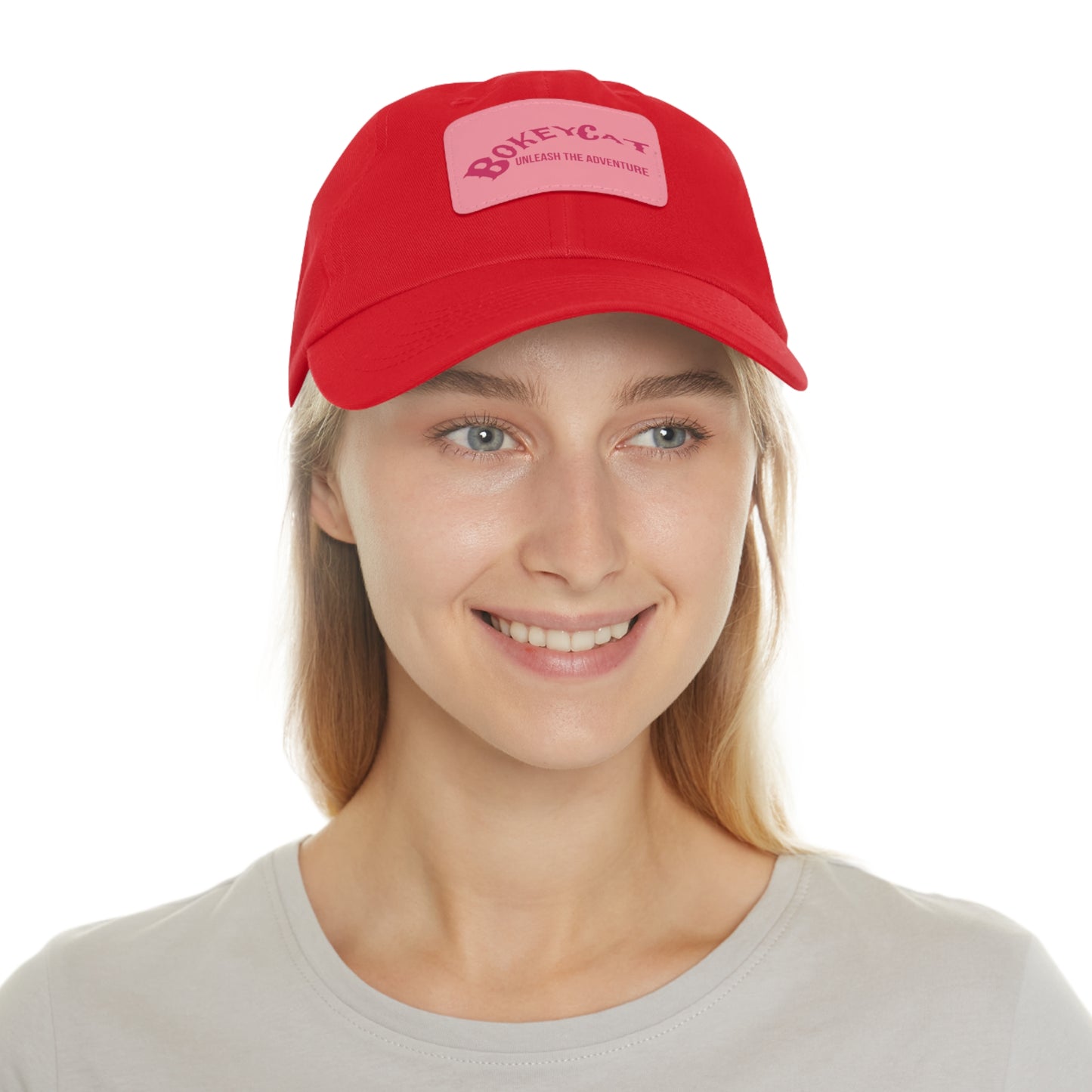 BokeyCat Dad Hat with Leather Patch (Rectangle)